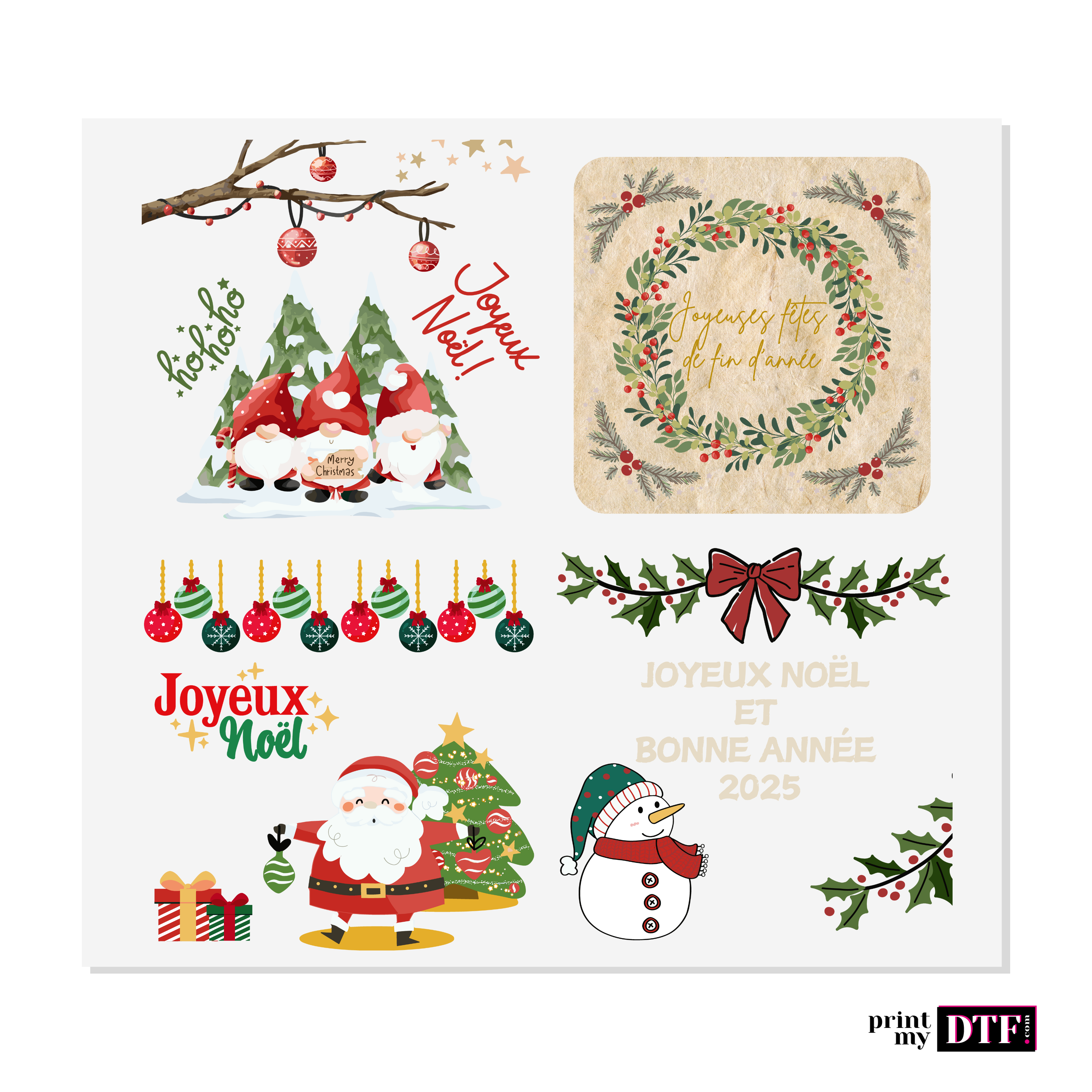 Sticker prêt à poser - Cartes de Noël 2 - Sticker UV DTF