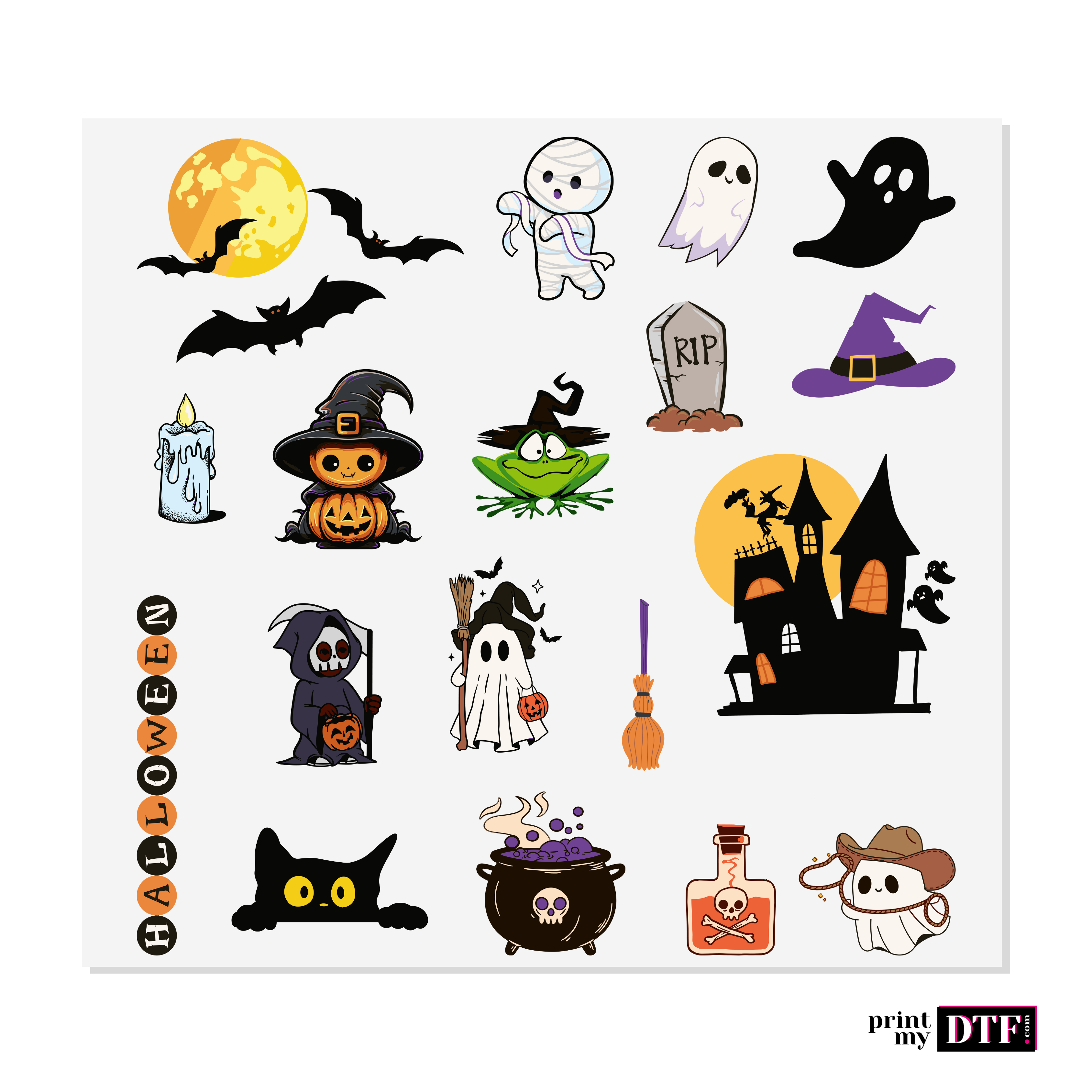 Sticker prêt à poser - Planche Halloween 2 - Sticker UV DTF